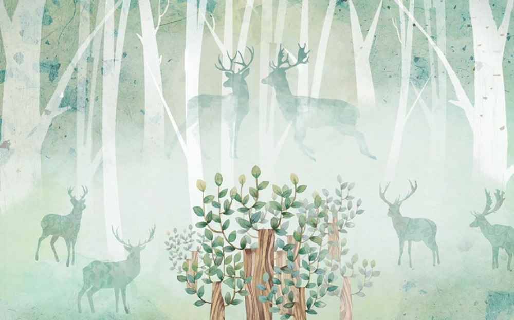 Фотообои и фрески - Силуэты оленей