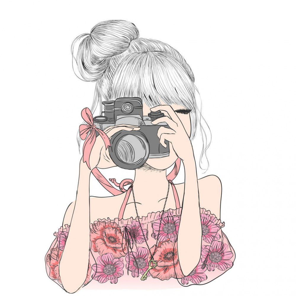 Фотообои и фрески - Фотографирующая девушка